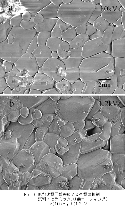 图3 通过观察低加速电压来抑制充电